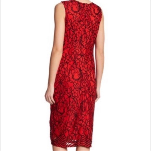 Sharagano Lace Red BlackTank Dress Sz 6P - Picture 3 of 7